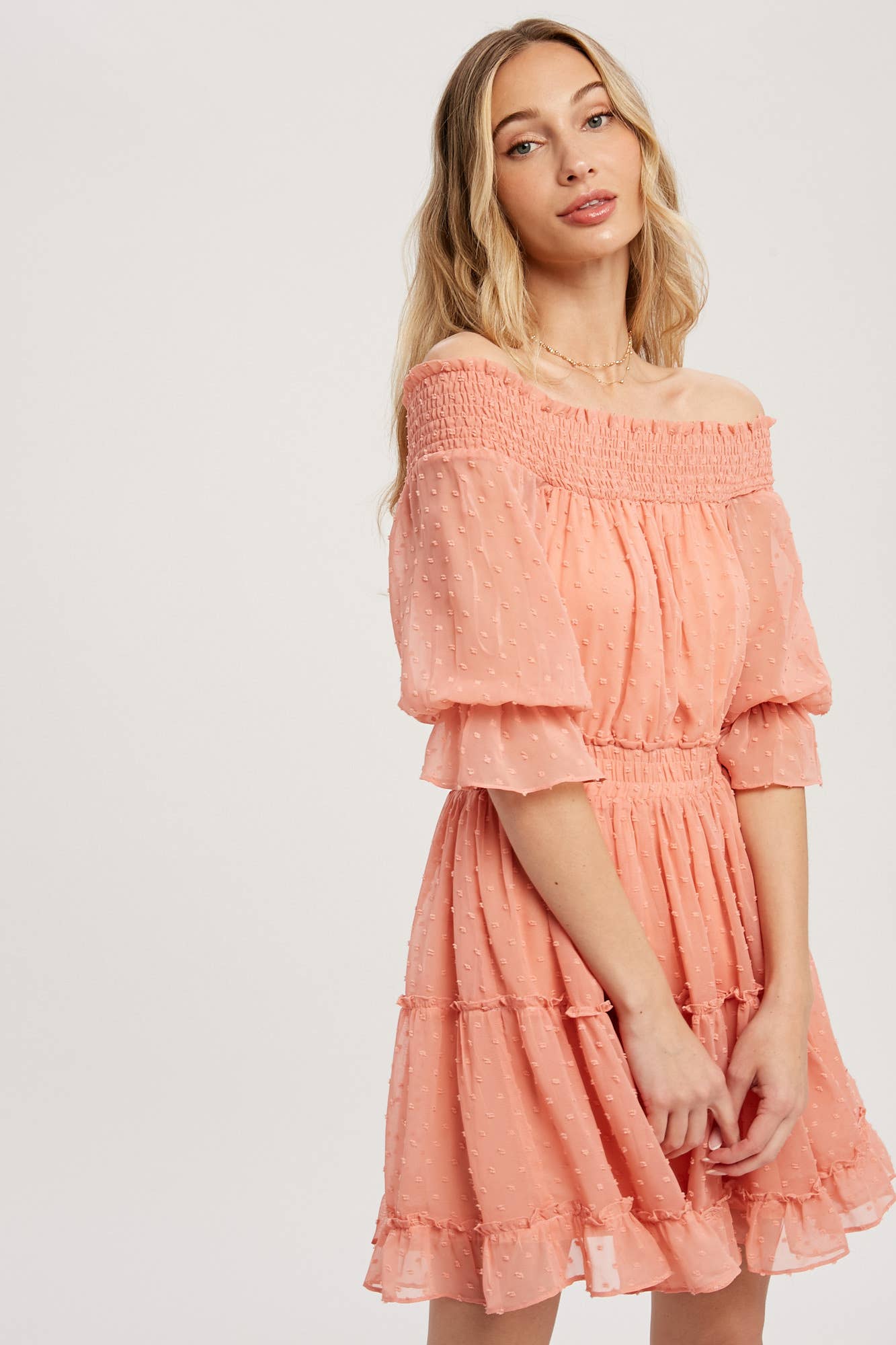 SWISS DOT OFF SHOULDER DRESS