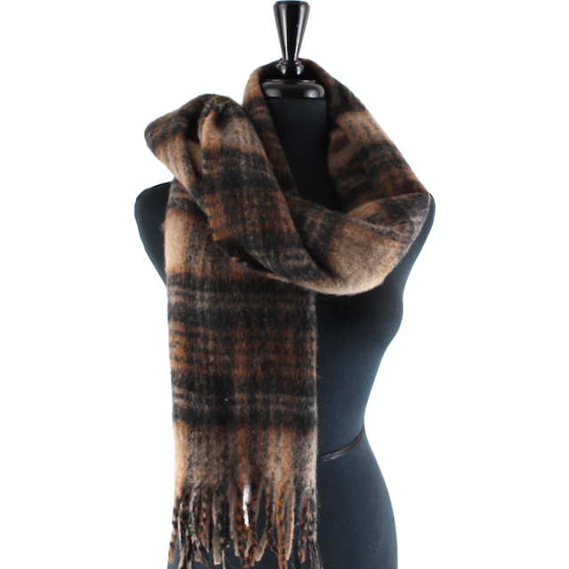 S24164 Wide Fuzzy Plaid Scarf