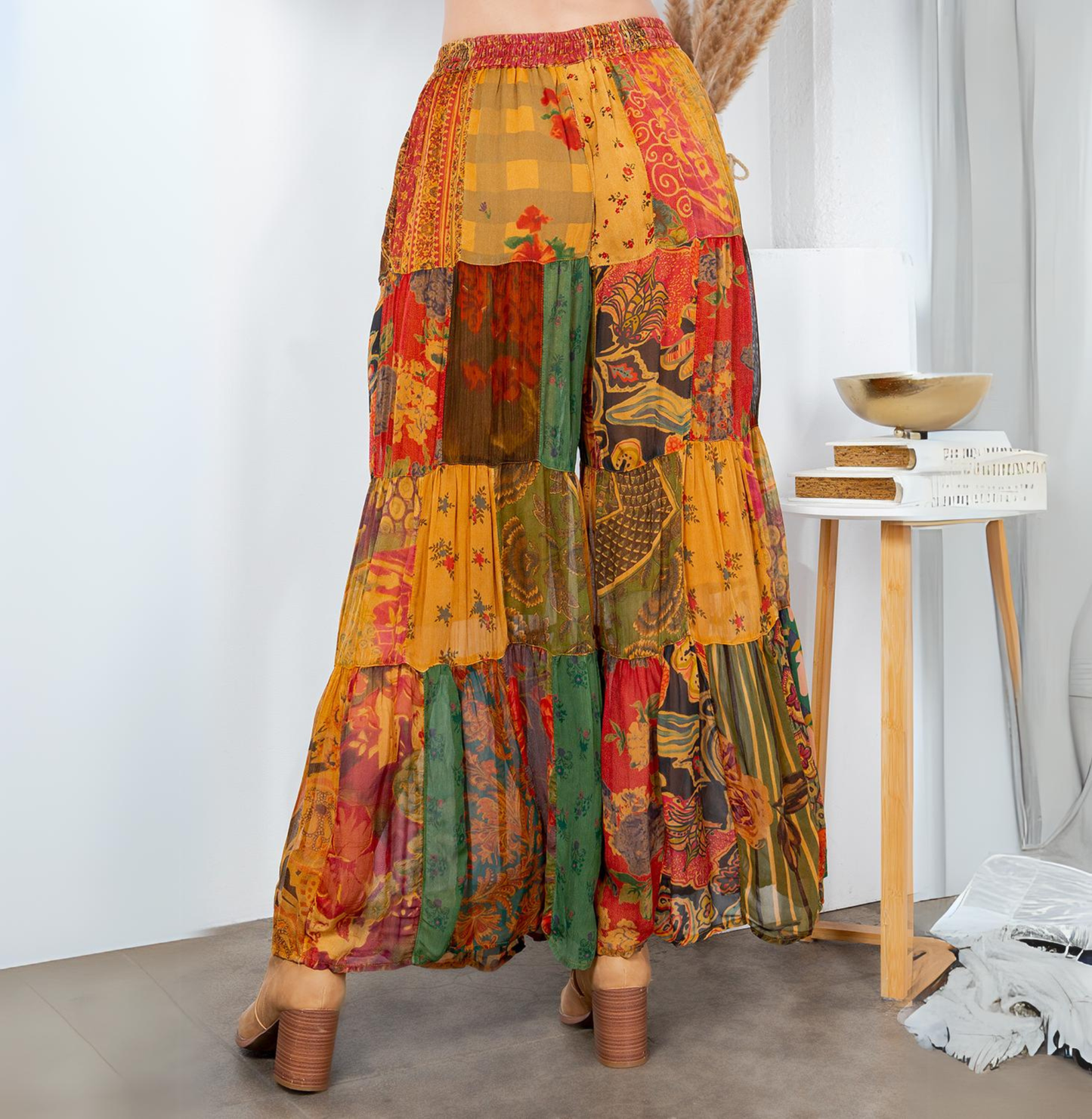 Retro Revival: Long Flared Patchwork Pants