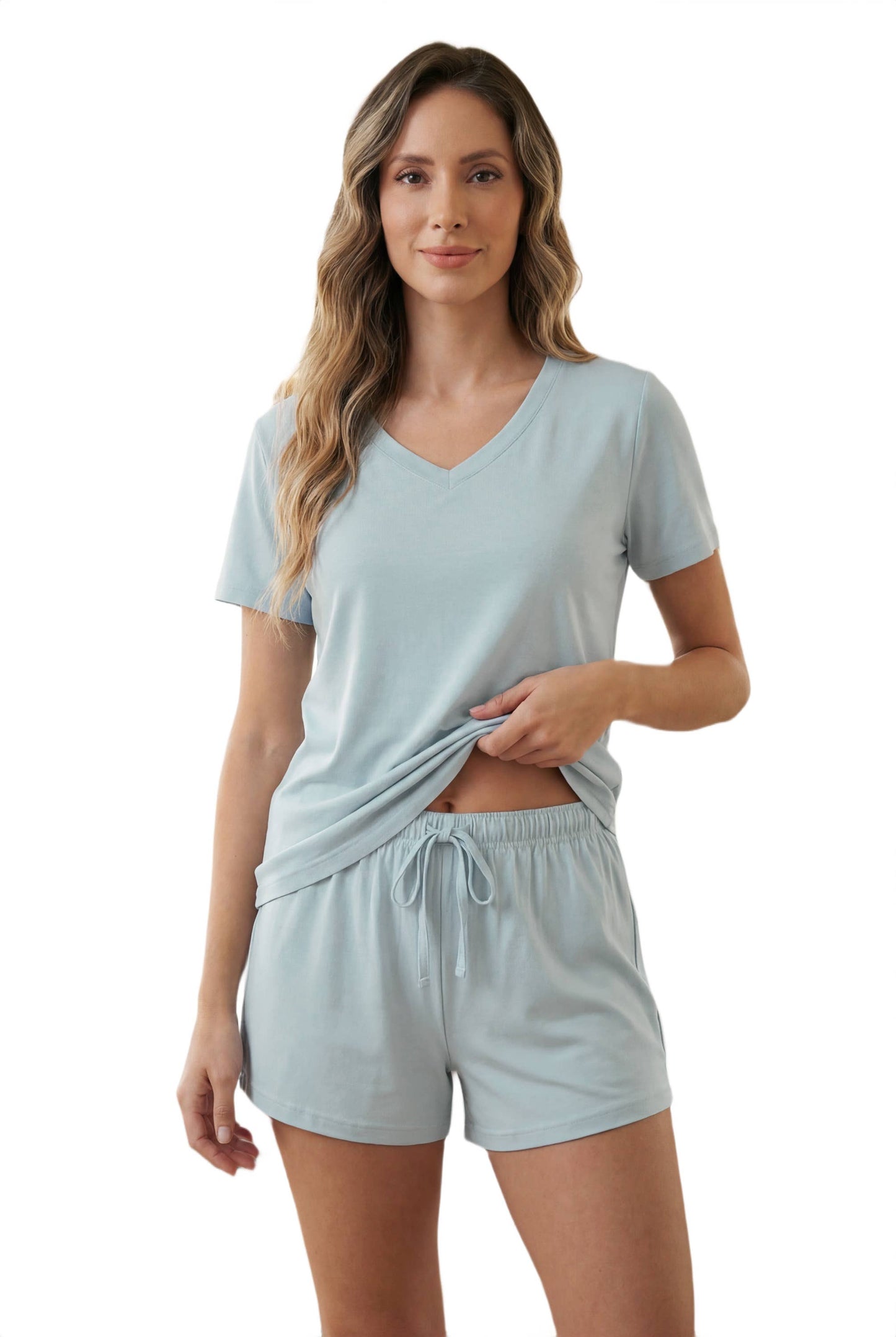 Bamboo Viscose V Neck Short Sleeve Pajama Set
