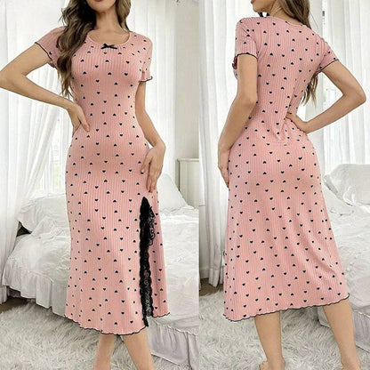 Heart Jacquette Striped Sleeveless Nightdress