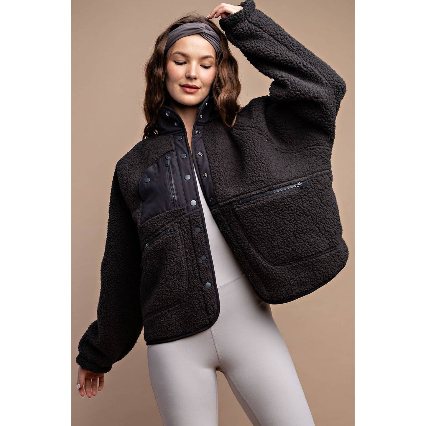 HEAVY FLEECE OUTDOOR JACKET: Navy / S