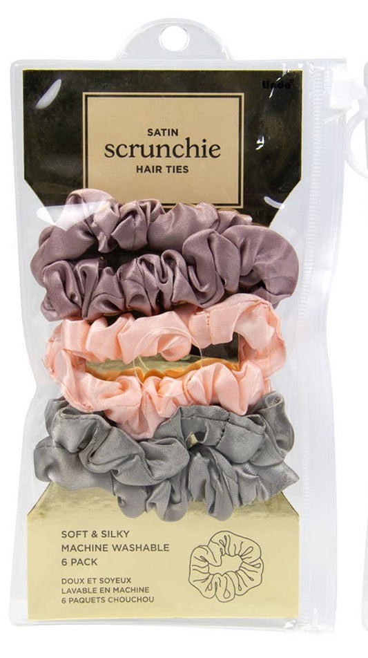 Lindo Satin Scrunchie Hair Ties (6pcs/set) - Small Size: Solid