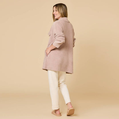 Ultra-Marshmallow Wrap Cardigan with Exaggerated Collar