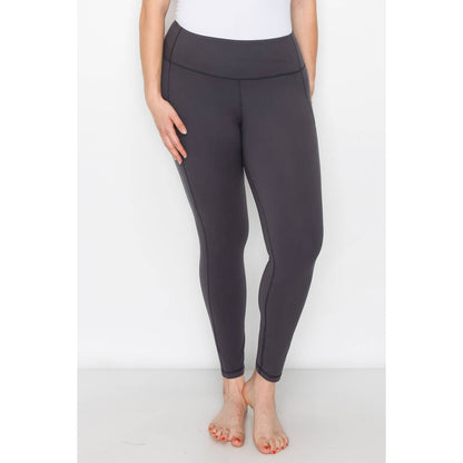 PLUS SIZE SIDE POCKET ACTIVE LEGGINGS: Navy / 3X