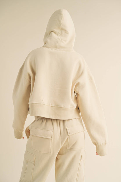 FLEECE SWEATSHIRT WITH HOODIE: BLACK / L T3134ST