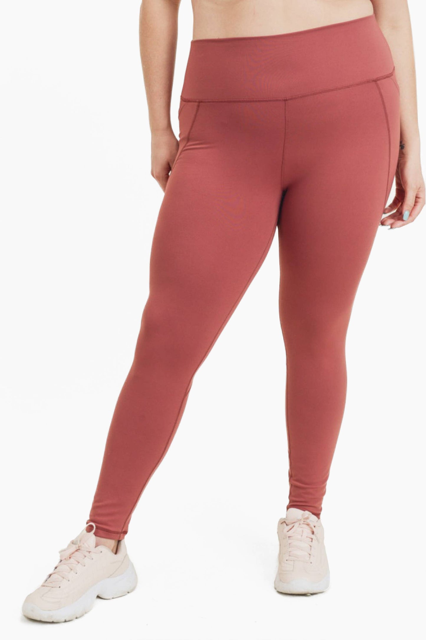 CURVY Tapered  BLACK / XL:1XL:2XL:3XL Band Essential Solid Highwaist Leggings: (2:2:1:1)
