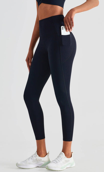 Soft Buttery High Waisted Fitness Leggings with Pockets: Cacao / Medium 6-8
