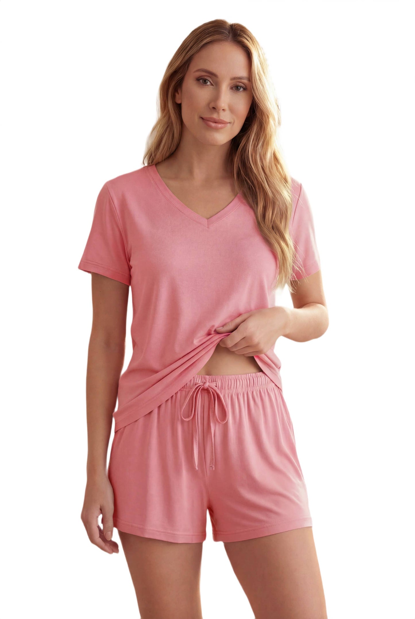 Bamboo Viscose V Neck Short Sleeve Pajama Set