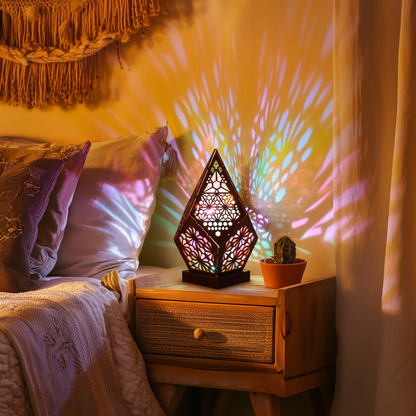 Set of 10 Wooden Bohemian LED Table Lamps