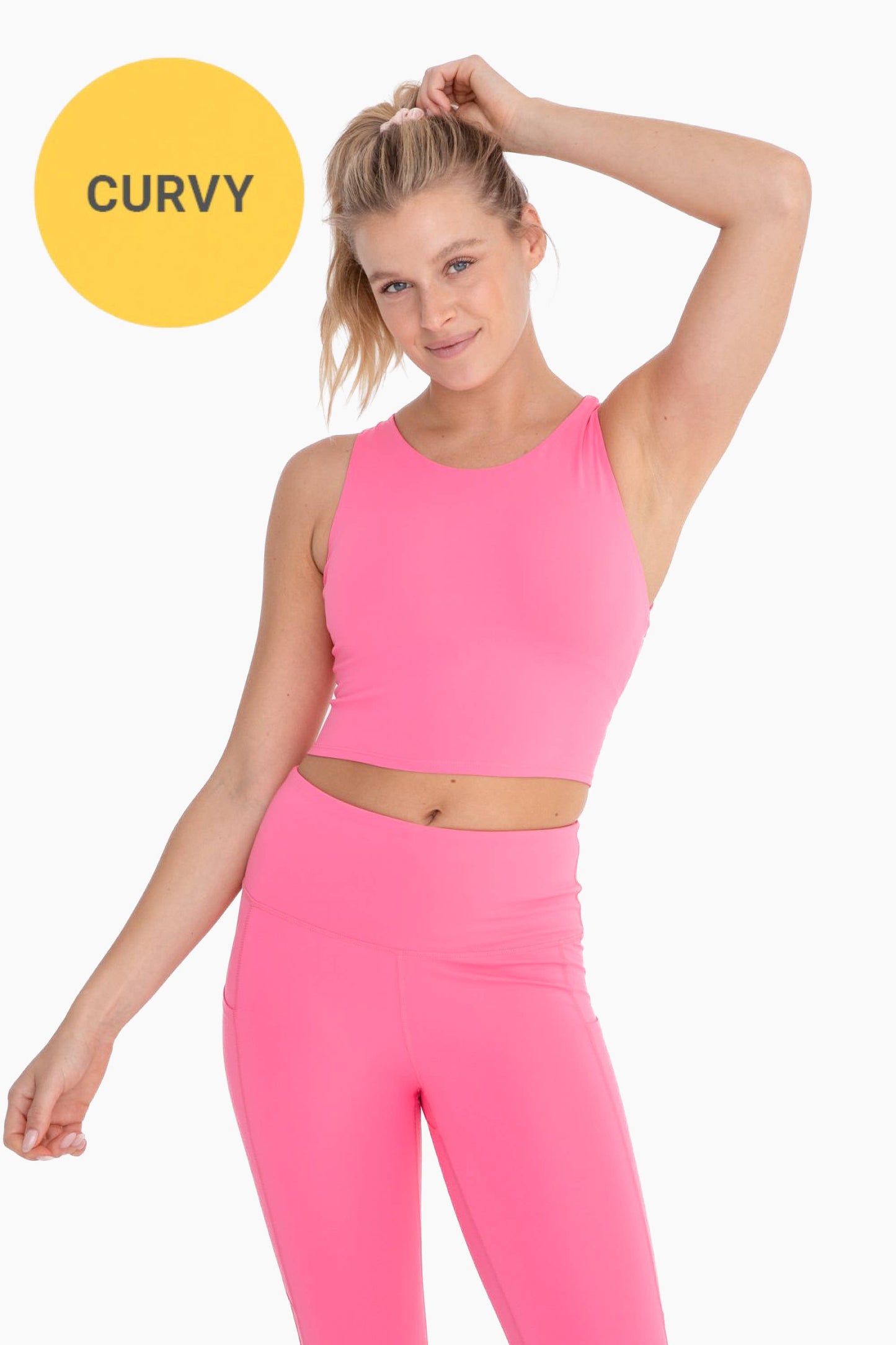 CURVY Strap Back Cropped Top with Built-In Sports Bra: DUSTY CORAL / XL:1XL:2XL:3XL (2:2:1:1)