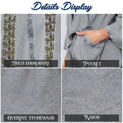 Bohemian Elegance: Stonewashed Rayon Kimono