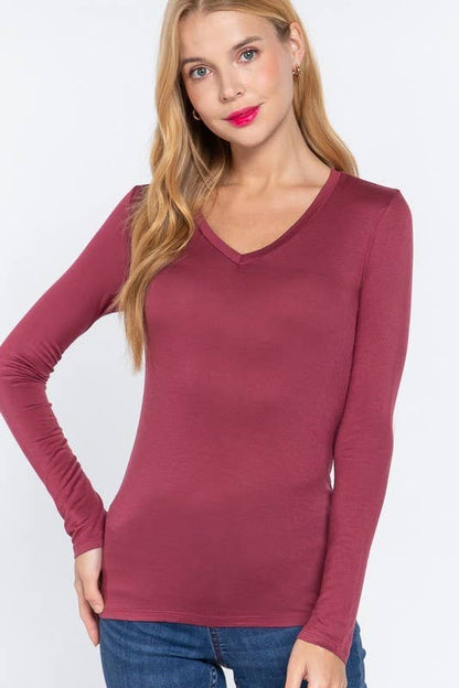 Long Sleeve V-neck Top