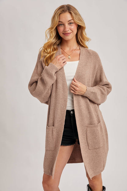 OPEN FRONT BATWING SLEEVE CARDIGAN