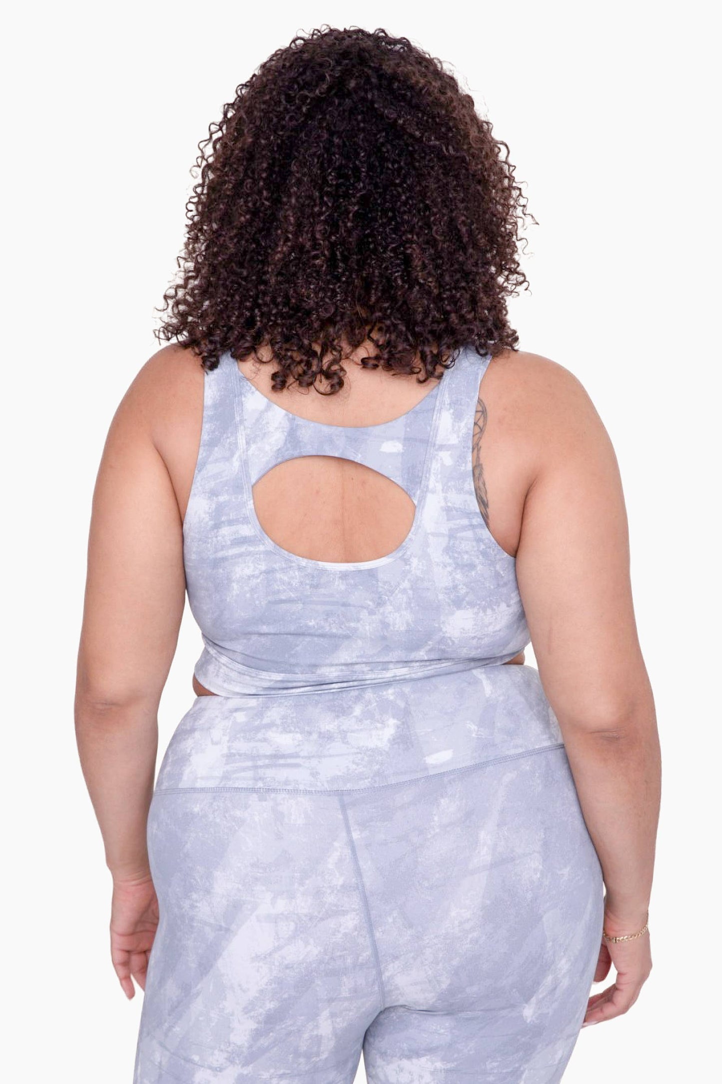 CURVY Concrete Open Back Sports Bra: GREY / XL:1XL:2XL:3XL (2:2:1:1) a1262p