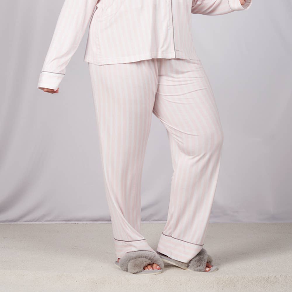 Faceplant Bamboo® Lucy Long Pants: Pink Stripe / X-Large