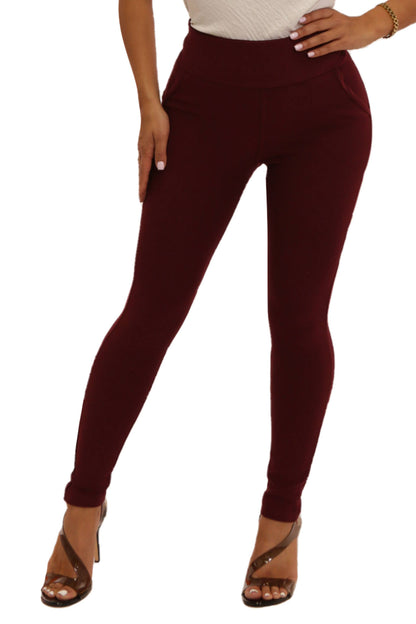 High Waist Sculpting Treggings - Solid Color: Black / M