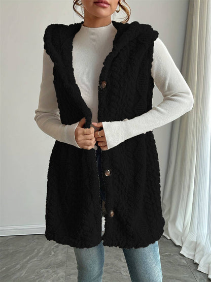 Women's Reversible Faux Fur outwear Vest with Buttons