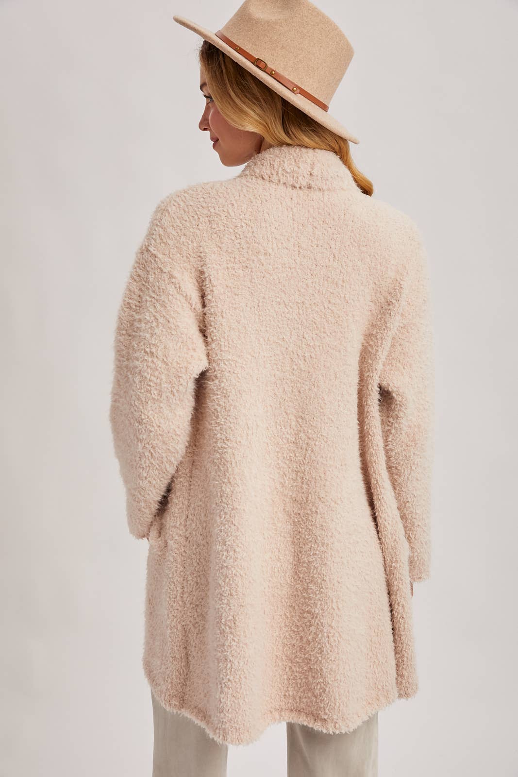 SOFT FUZZY DRAPE FRONT CARDIGAN