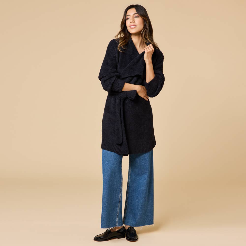 Ultra-Marshmallow Wrap Cardigan with Exaggerated Collar