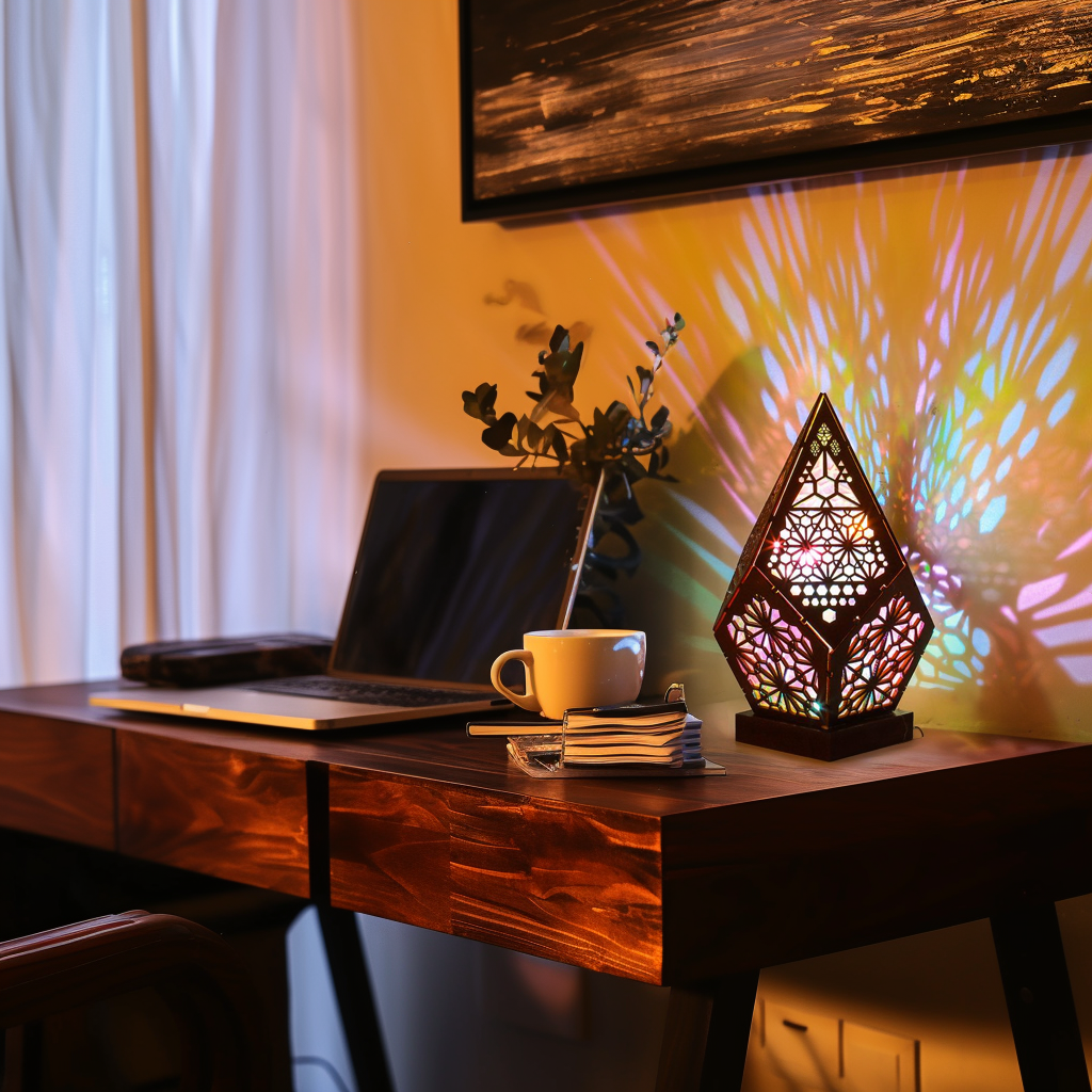 Colorful Wooden Bohemian LED Table Lamp