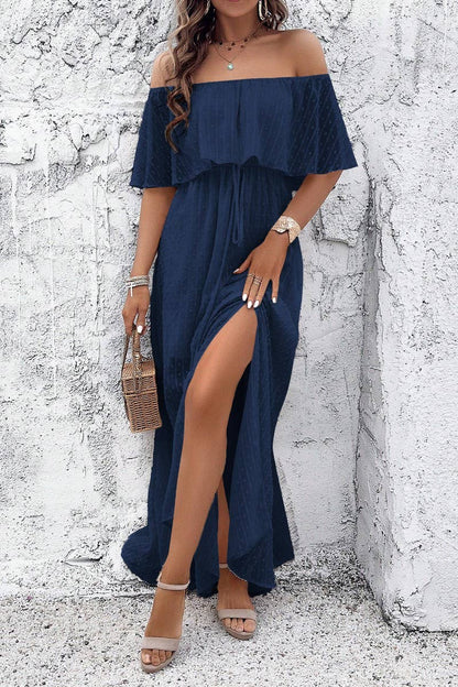 CWDMD02634_ELEGANT POLKA DOT OFF-SHOULDER MAXI DRESS