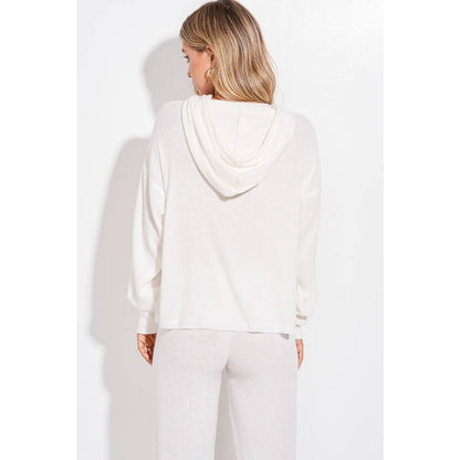 Falalala glitter print rib Hoodie loungewear set