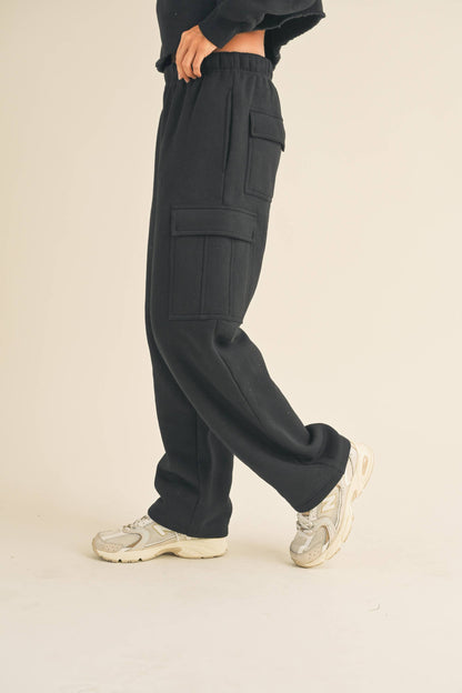 CARGO POCKET SWEATPANTS: BLACK / L P3135ST