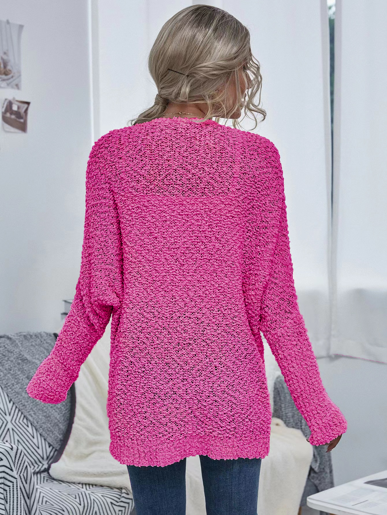 Valentino Pink Chunky Knit Open Cardigan w/ Pockets: S