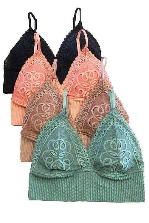 Lace Ribbed Triangle Bralette