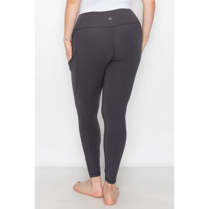 PLUS SIZE SIDE POCKET ACTIVE LEGGINGS: Navy / 2X
