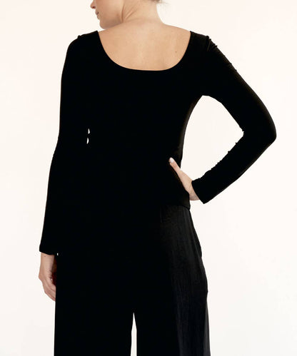 BAMBOO DOUBLE LAYERED LONG SLEEVE: BLACK / MEDIUM