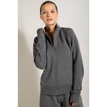 PONTI JACKET WITH POCKET: Charcoal / L