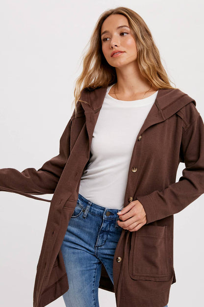BUTTON FRONT HOODIE JACKET