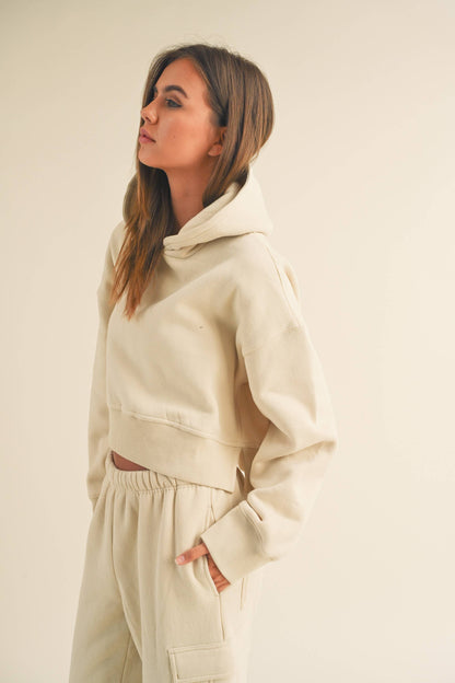 FLEECE SWEATSHIRT WITH HOODIE: BLACK / L T3134ST