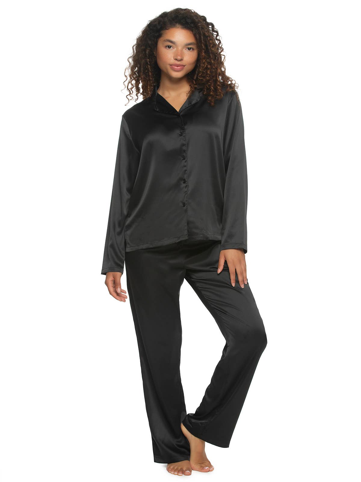 Elysees Rich Satin Notch Collar PJ Set: Dark Forest (DFT) / S