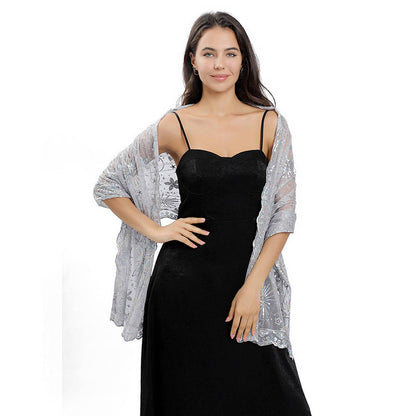 STARS AND MOON EMBROIDERED SHAWL_CWASC1079