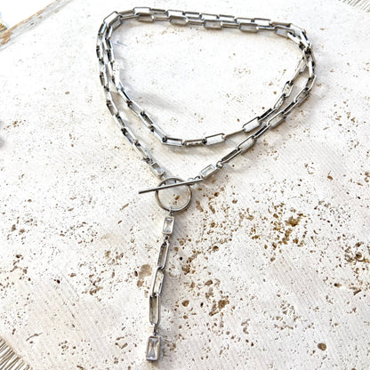 Paperclip wrap necklace burnished silver