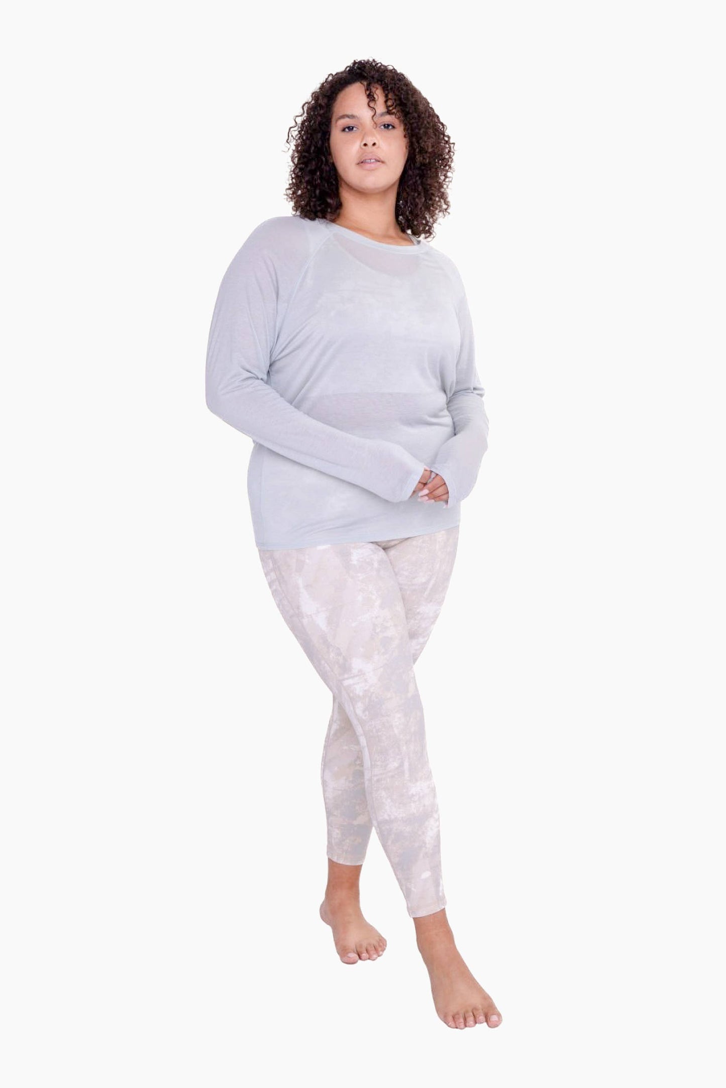 CURVY Concrete High-Waist Leggings: GREY / XL:1XL:2XL:3XL (2:2:1:1) a1263p