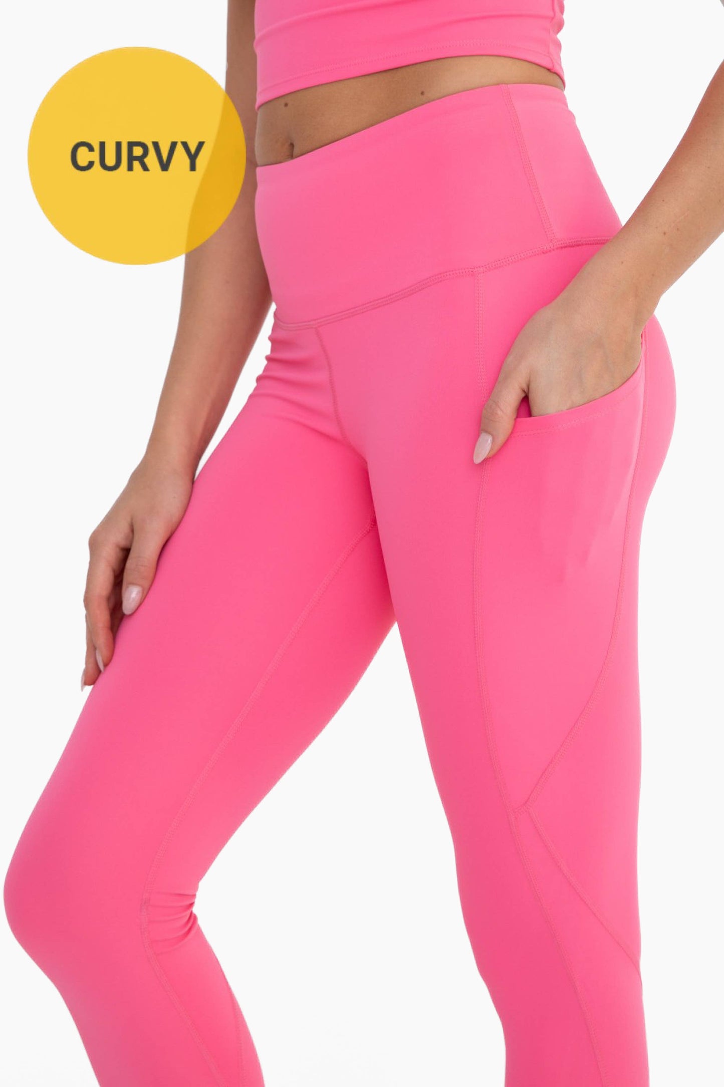 CURVY Essential Highwaist Panel Leggings: DUSTY CORAL / XL:1XL:2XL:3XL (2:2:1:1)