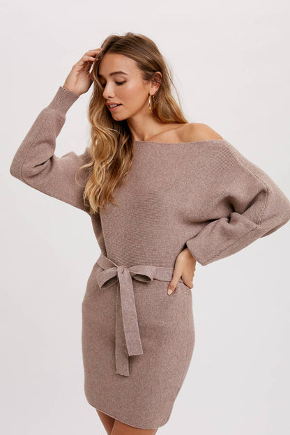 BOATNECK SWEATER DRESS
