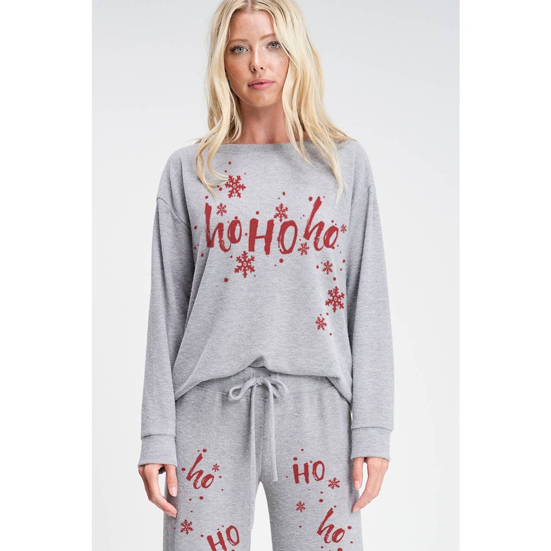 Merry Christmas print soft lounge wear set