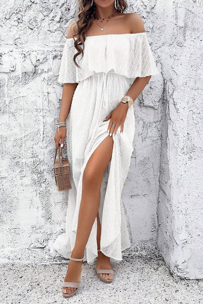 CWDMD02634_ELEGANT POLKA DOT OFF-SHOULDER MAXI DRESS