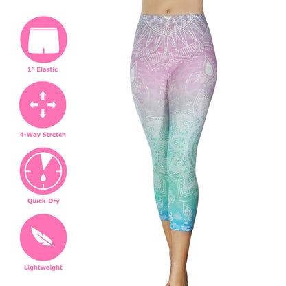 Capri "Cancun", Casual Ombre Mandala Printed Midrise Legging