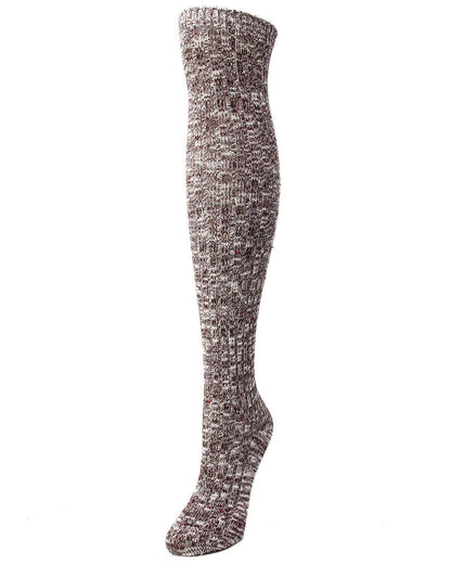 MeMoi Overcast Marled Rib Over the Knee Socks: Dark Sapphire / OS