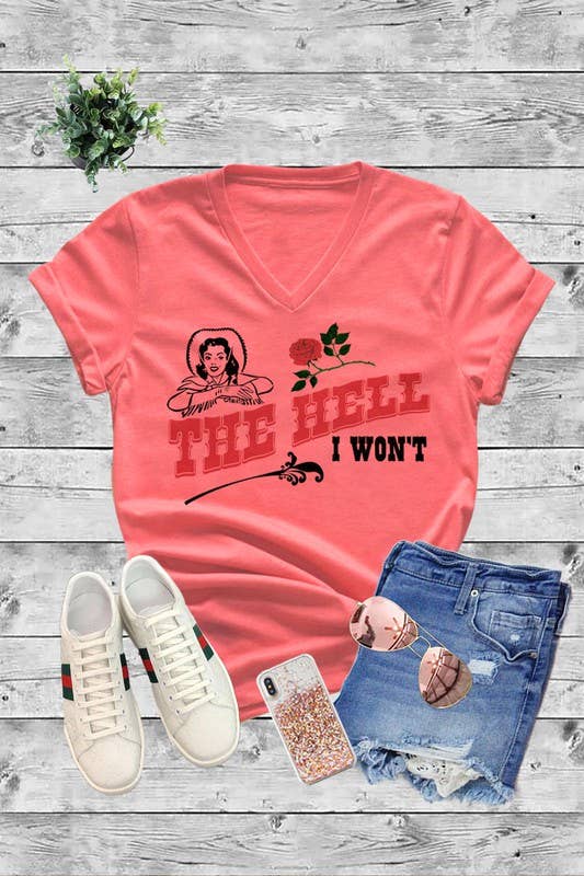 The Hell I wont Unisex Short Sleeve V Neck T-Shirt