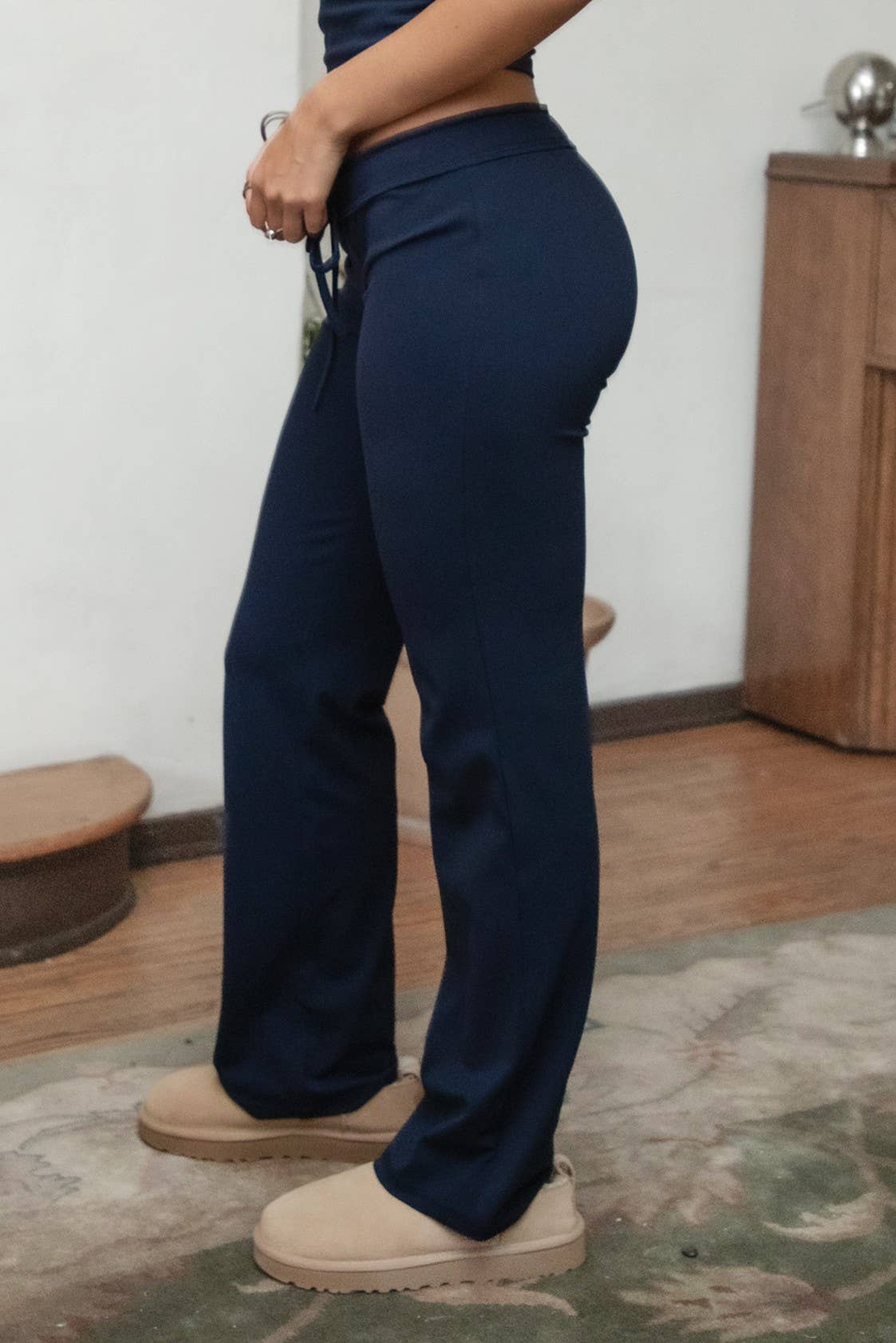 NYLEE Soft Span Jersey Yoga  Foldover Wide Leg Pants