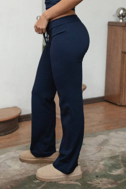 NYLEE Soft Span Jersey Yoga  Foldover Wide Leg Pants