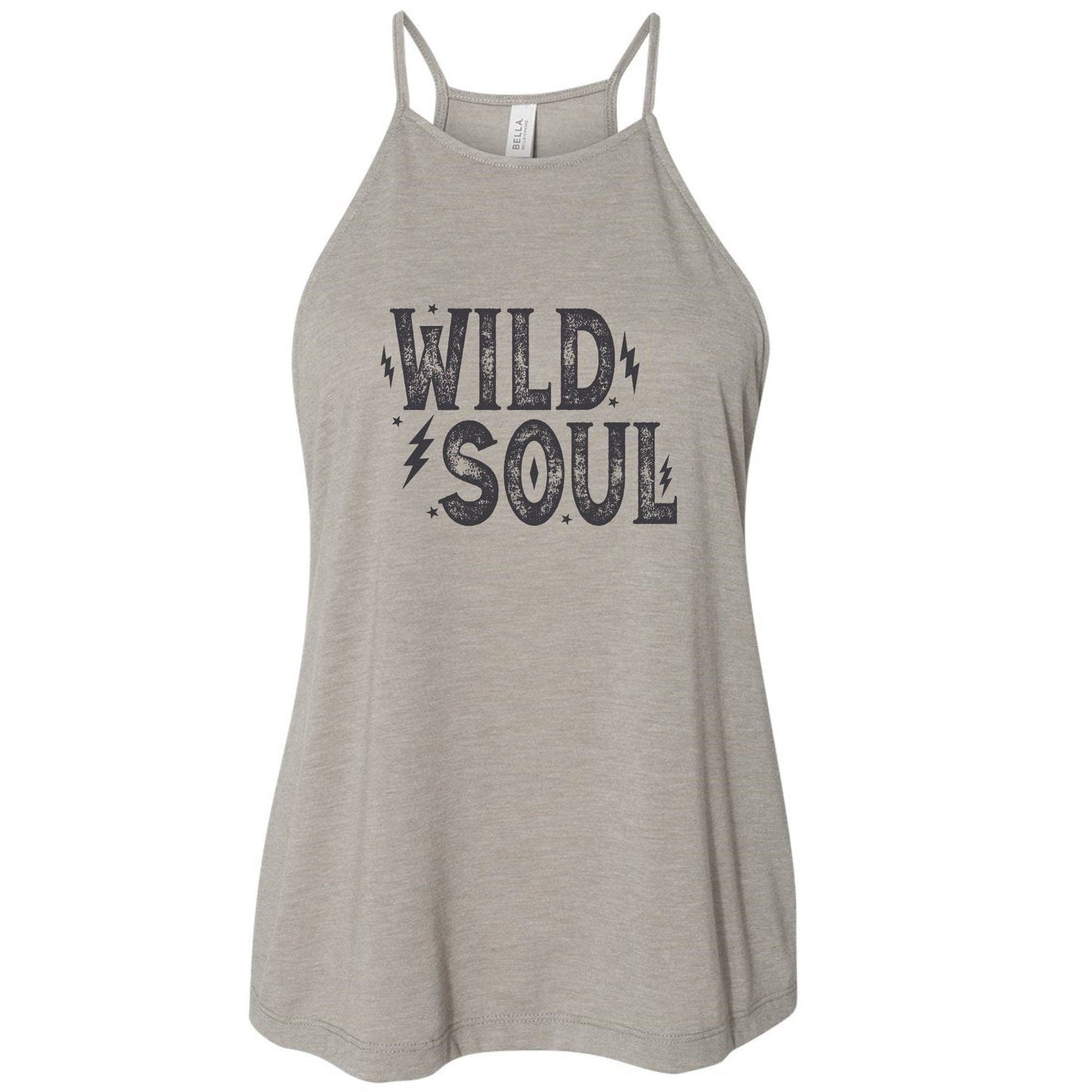 Black Distressed Wild Soul Tank Top: Stone / Large