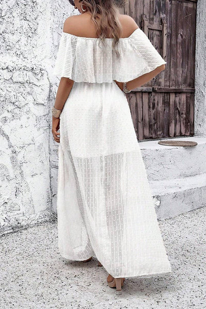 CWDMD02634_ELEGANT POLKA DOT OFF-SHOULDER MAXI DRESS
